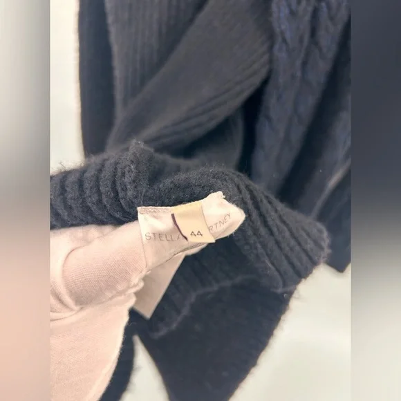 Stella McCartney asymmetric wrap knit sweater tunic blue sparkle black 44 US 8 - Picture 6 of 10